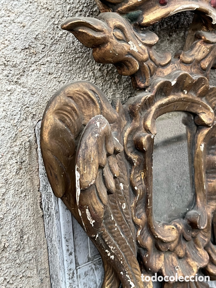 Antig&uuml;edades: ANTIGUA CORNUCOPIA CON &Agrave;GUILA BIC&Egrave;FALA Y CORONA REAL. - Foto 5
