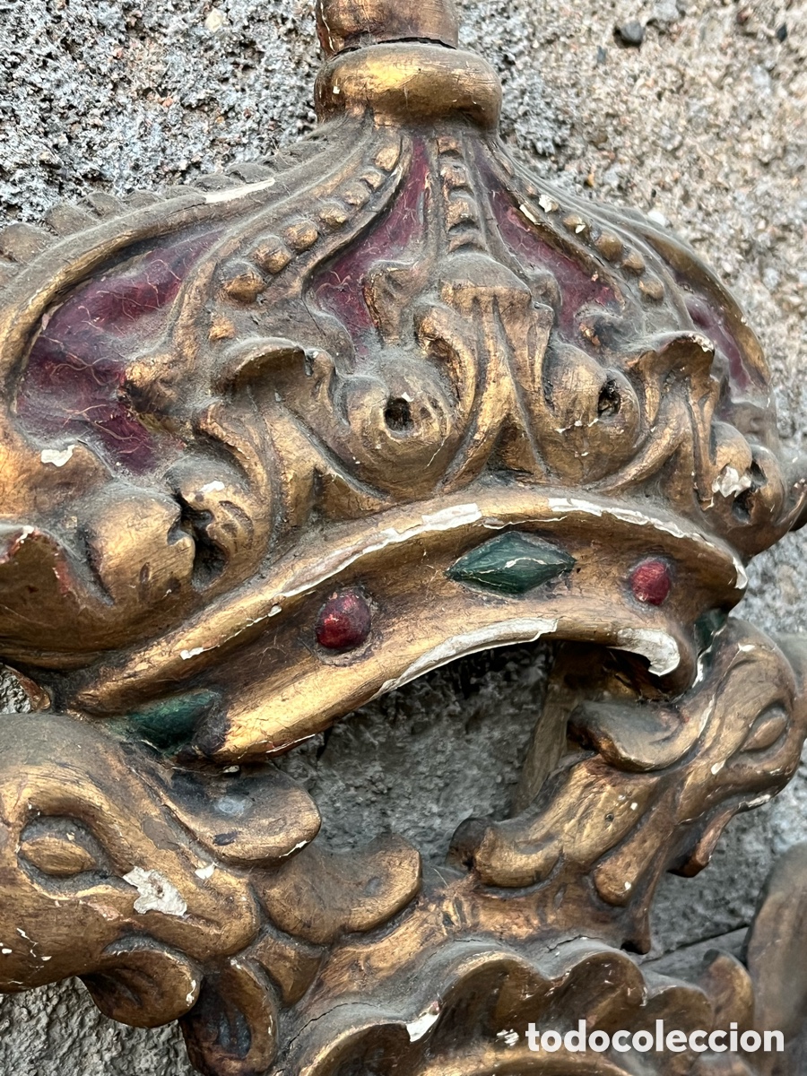 Antig&uuml;edades: ANTIGUA CORNUCOPIA CON &Agrave;GUILA BIC&Egrave;FALA Y CORONA REAL. - Foto 7