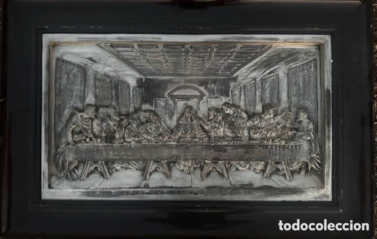 Antig&uuml;edades: Relieve La &Uacute;ltima Cena Metal y Madera a&ntilde;os 40