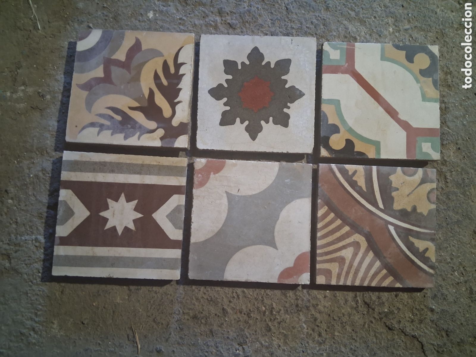 Antig&uuml;edades: 6 Baldosa hidr&aacute;ulica mosaico azulejo GRANADA y ALMER&Iacute;A pavimento