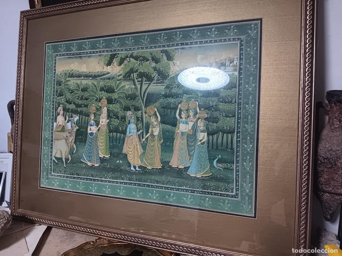 Antig&uuml;edades: pintura tradicional india de estilo Pichwai (o Pichhavai), un arte devocional que se origin&oacute; hace m&aacute;