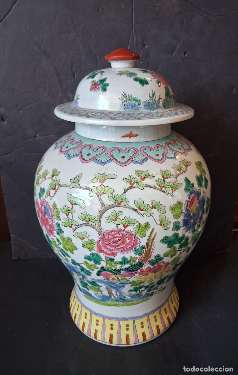 Antiquit&eacute;s: Tibor de porcelana china antigua Familia Rosa