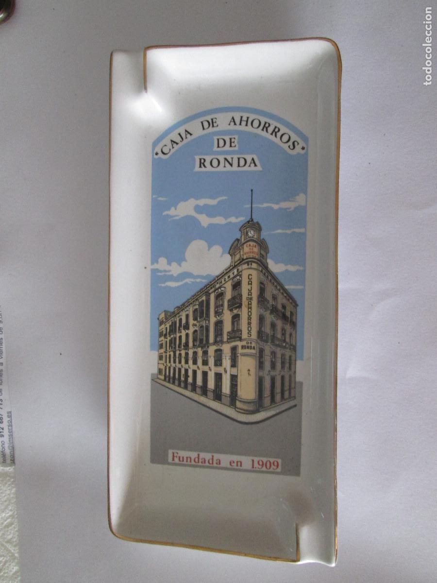 Antig&uuml;edades: BANDEJA PORCELANA - CAJA DE AHORROS DE RONDA - PORZELANIT - 22X10 CM