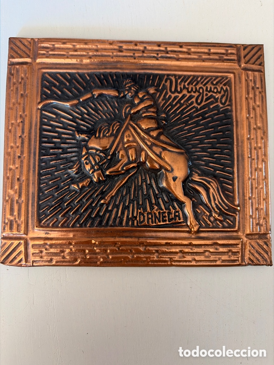 Antig&uuml;edades: Cuadro Vintage DANECA Uruguay - Jineteada / Gaucho Domando - Efecto Cobre (A&ntilde;os 60/70)