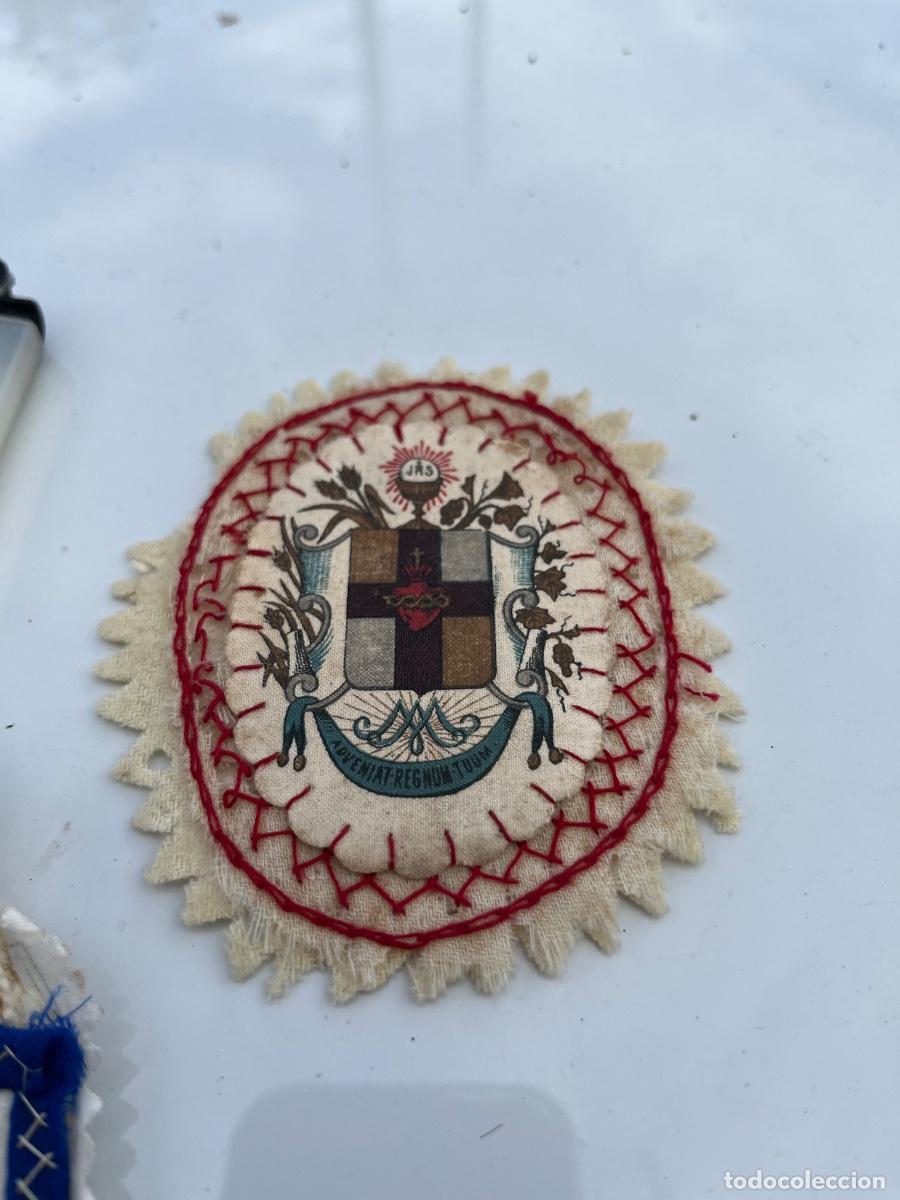 Antig&uuml;edades: Coraz&oacute;n de Jes&uacute;s, escapularios, siglo XIX labor de monjas - Foto 4