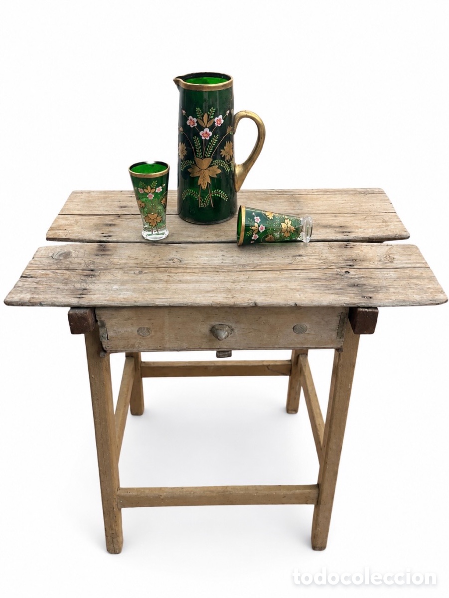 Antig&uuml;edades: JARRA Y VASOS CRISTAL SOPLADO