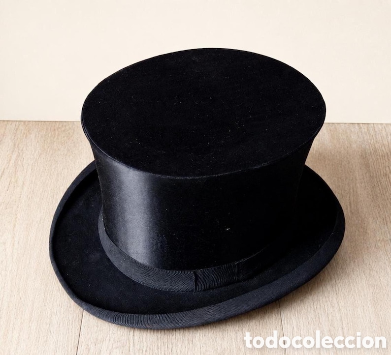 Antig&uuml;edades: Chistera Alemana plegable antigua de seda negra Sombrero de copa &oacute;pera Victoriano