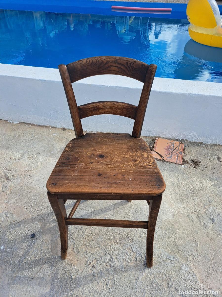 Antig&uuml;edades: Silla escolar infantil de roble macizo, estilo rustico