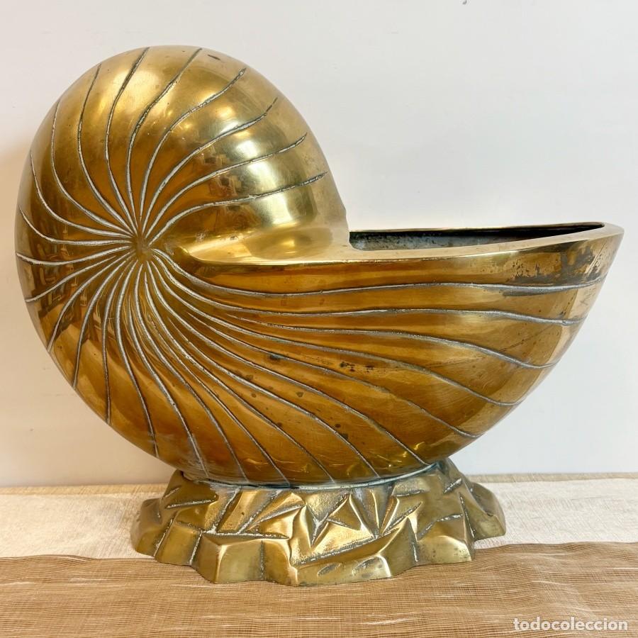 Antig&uuml;edades: Macetero de Lat&oacute;n &rdquo;Nautilus seashell &rdquo;