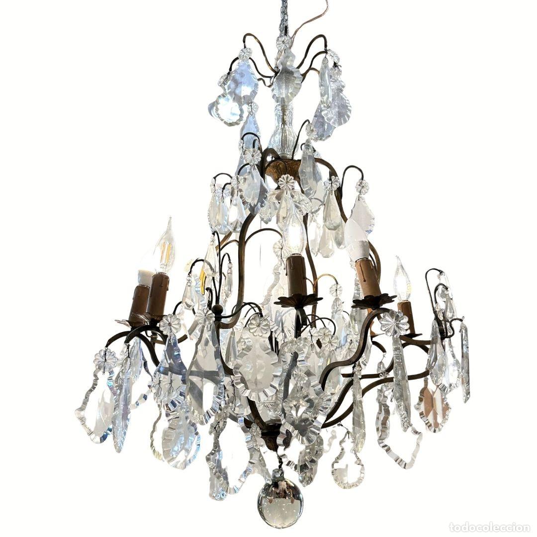 Antig&uuml;edades: Chandelier, cristal de roca tallado, Luis XV, &eacute;poca Napole&oacute;n III, circa 1880 - Francia
