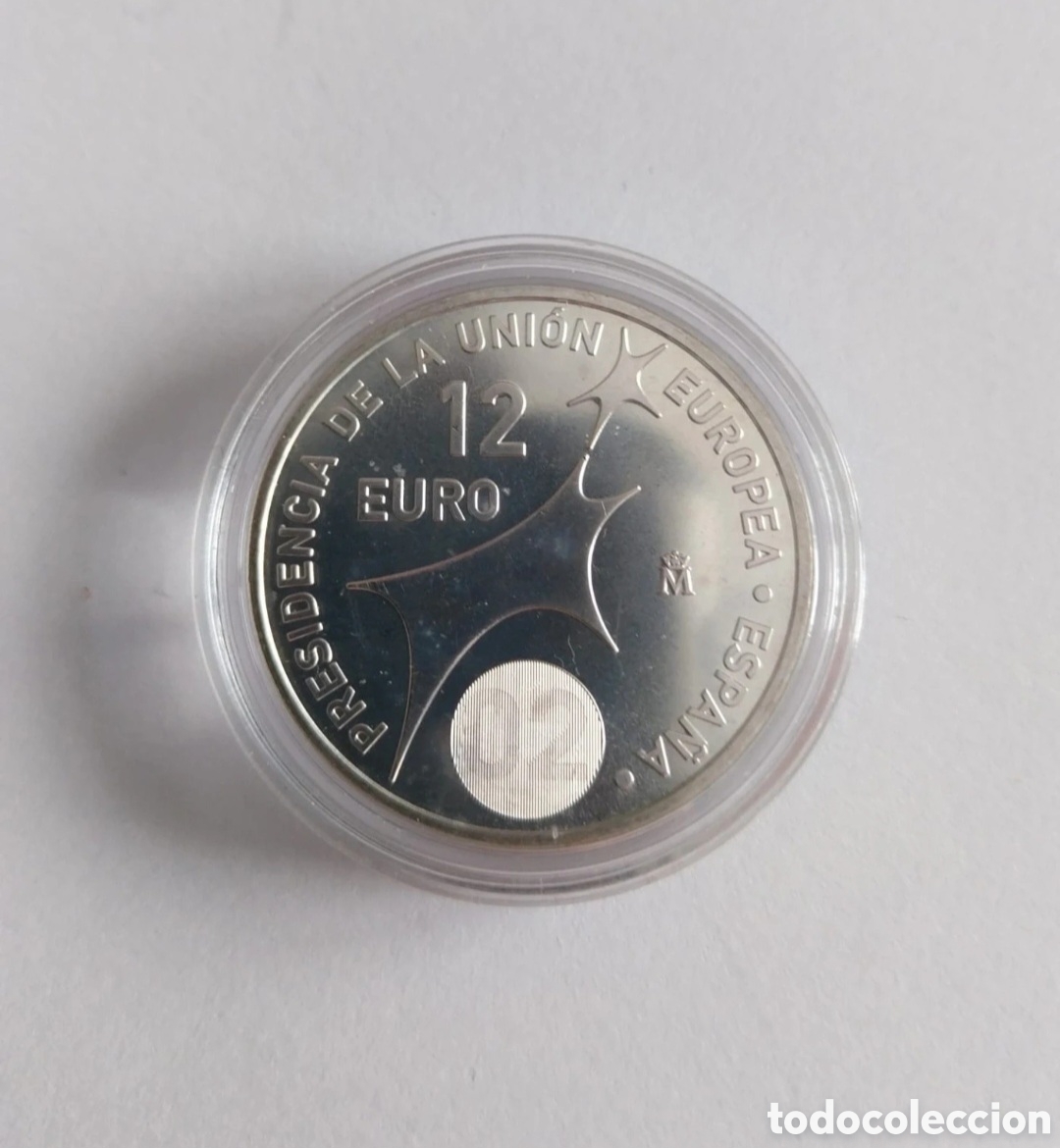 Antig&uuml;edades: Moneda Plata 12 Euros Presidencia UE 2002