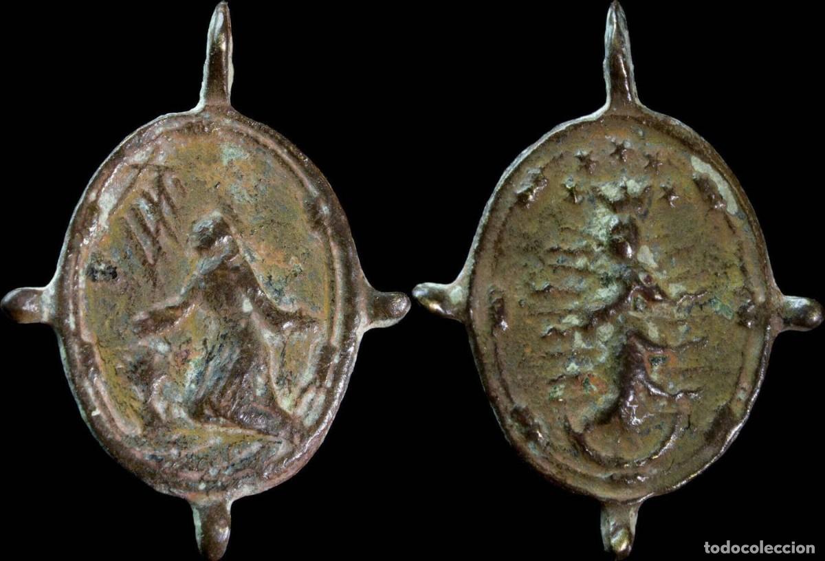 Antig&uuml;edades: Religious medal XVI-XVII centuries, S. Francisco / Inmaculada - 22X17 mm.