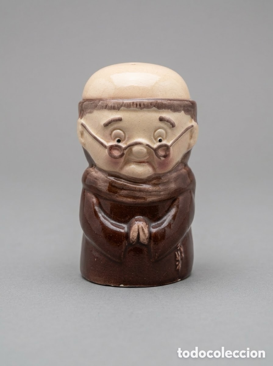 Antig&uuml;edades: Salero vintage cer&aacute;mica con forma de fraile Friar Chuky