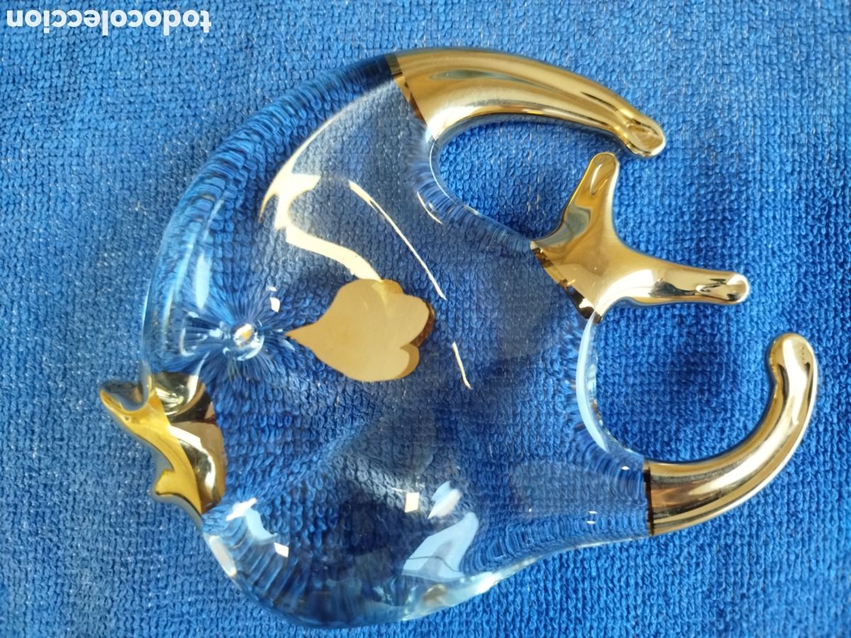 Antig&uuml;edades: Figura de pez &aacute;ngel en cristal macizo transparente de Murano.