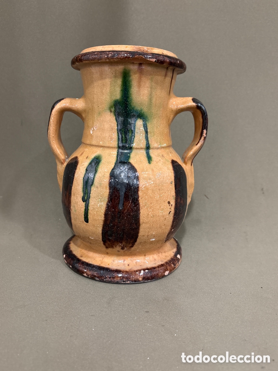 Antig&uuml;edades: Antigua jarra siglo XIX,para agua o vino,con 2 asas,CATALANA?,23cm de altura*VER FOTOS*
