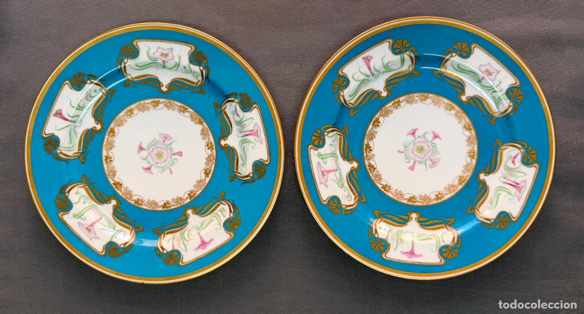 Antig&uuml;edades: Pareja de platos de Haviland & Co. Limoges , Francia , 1905 aprox. Art Nouveau ,
