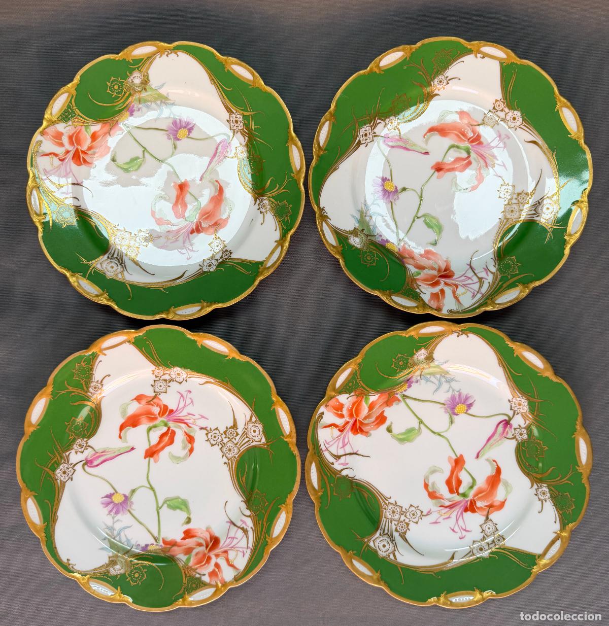 Antig&uuml;edades: 4 platos de Haviland & Co. Limoges , Francia , 1905 aprox.