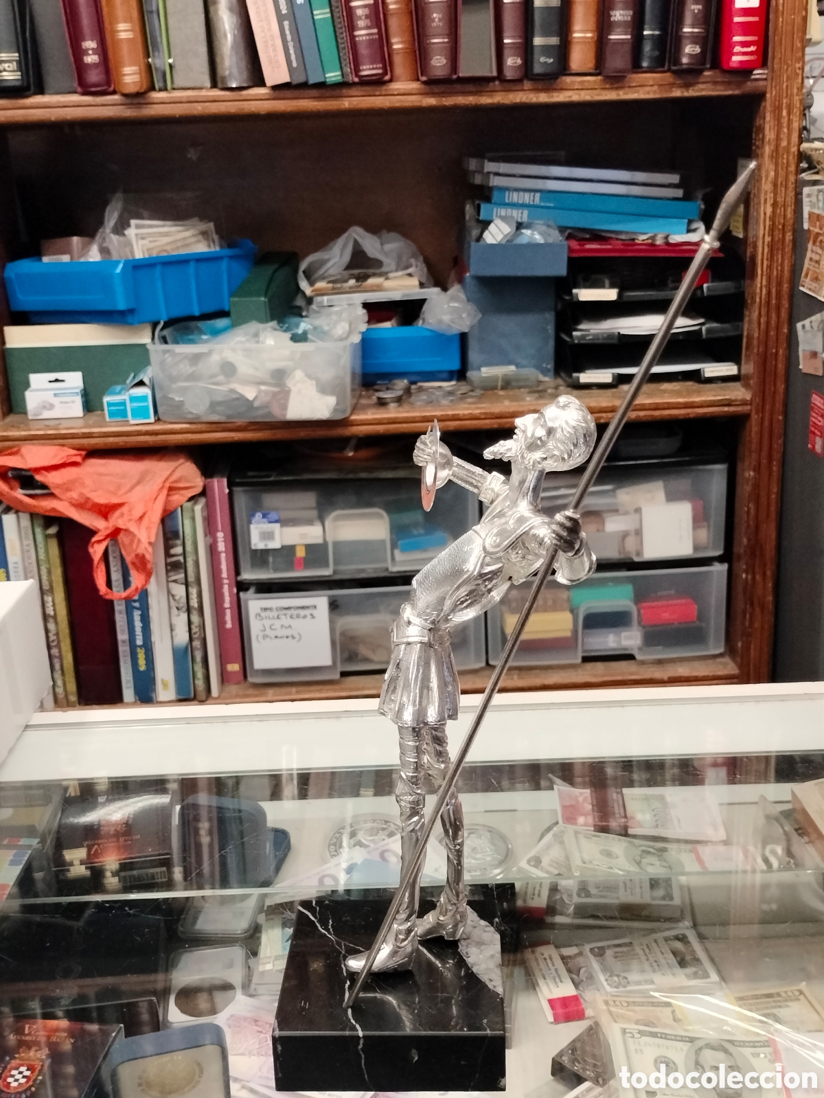 Antig&uuml;edades: Figura don Quijote de la Mancha en Plata