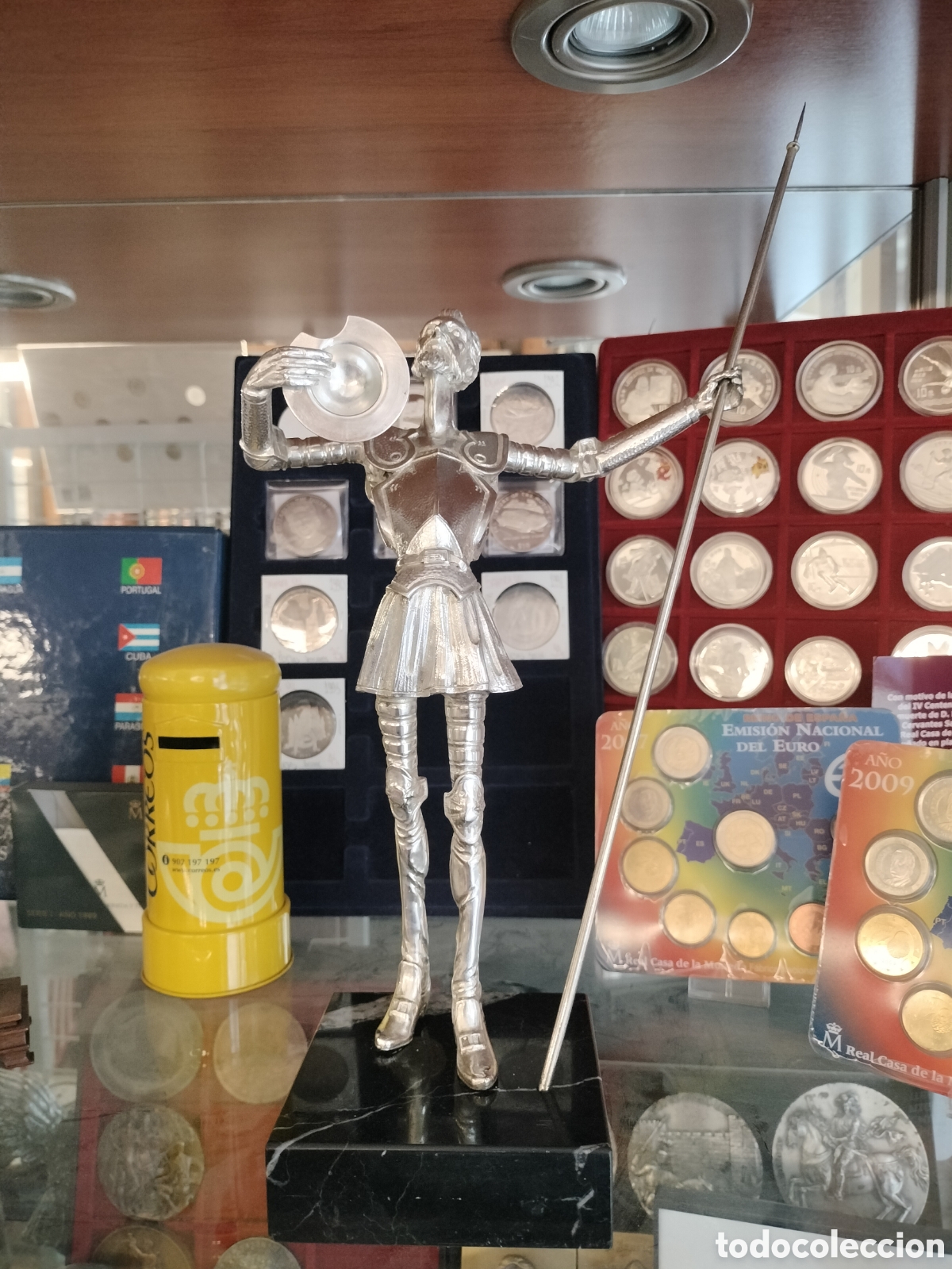 Antig&uuml;edades: Figura don Quijote de la Mancha en Plata