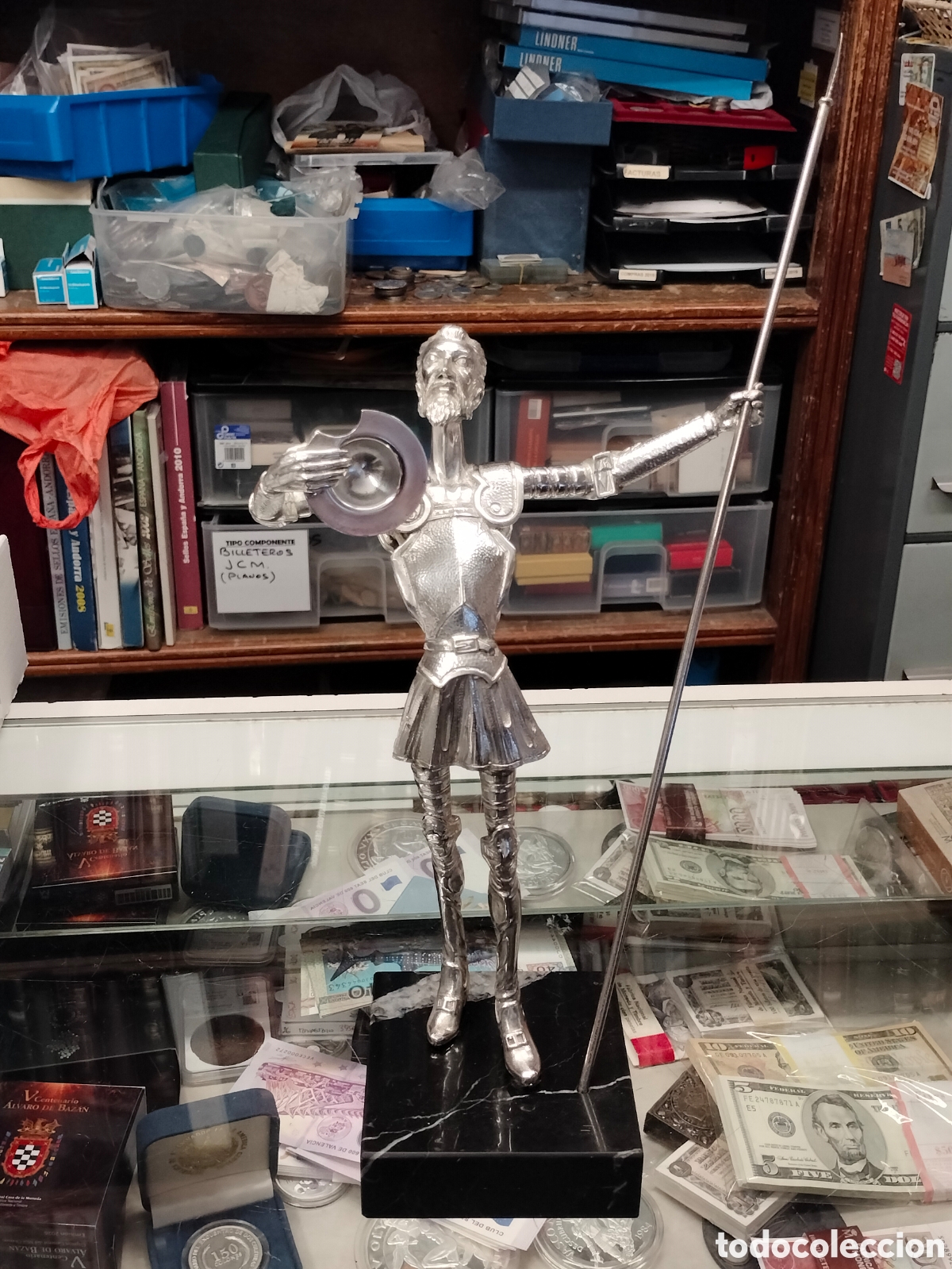 Antig&uuml;edades: Figura don Quijote de la Mancha en Plata