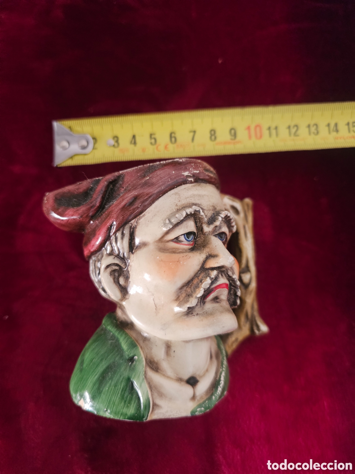 Antig&uuml;edades: Jarra de cer&aacute;mica vintage figura hombre con bigote / Character Jug ESVAY 1960s 1980s