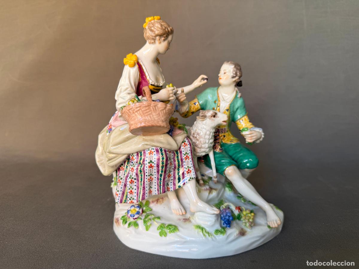 Antig&uuml;edades: Meissen Grupo de pastores , C41 Michel Victor Acier , Porcelana , ca. 1860&ndash;1890 ,R794