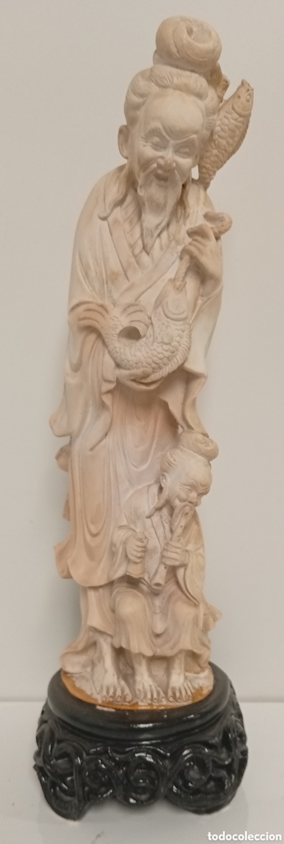 Antig&uuml;edades: FIGURA ANTIGUA CHINA HOMBRE CON PECES