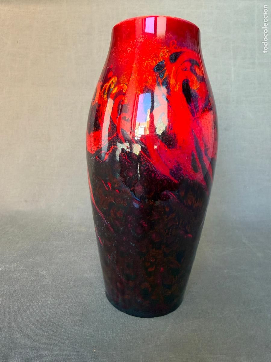 Antig&uuml;edades: Royal Doulton Sung ware flamb&eacute; vase , England , c.1920-1930. &eacute;poca Charles Noke ,