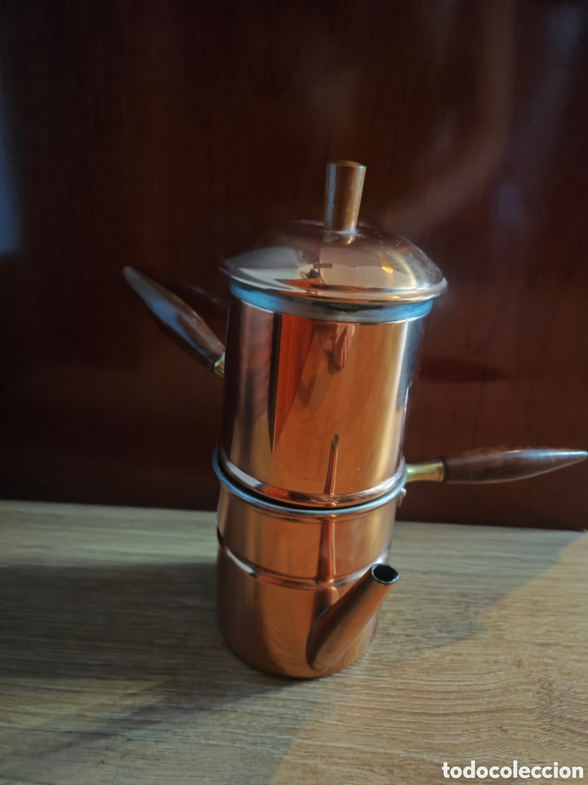 Antig&uuml;edades: Cafetera italiana de cobre antigua