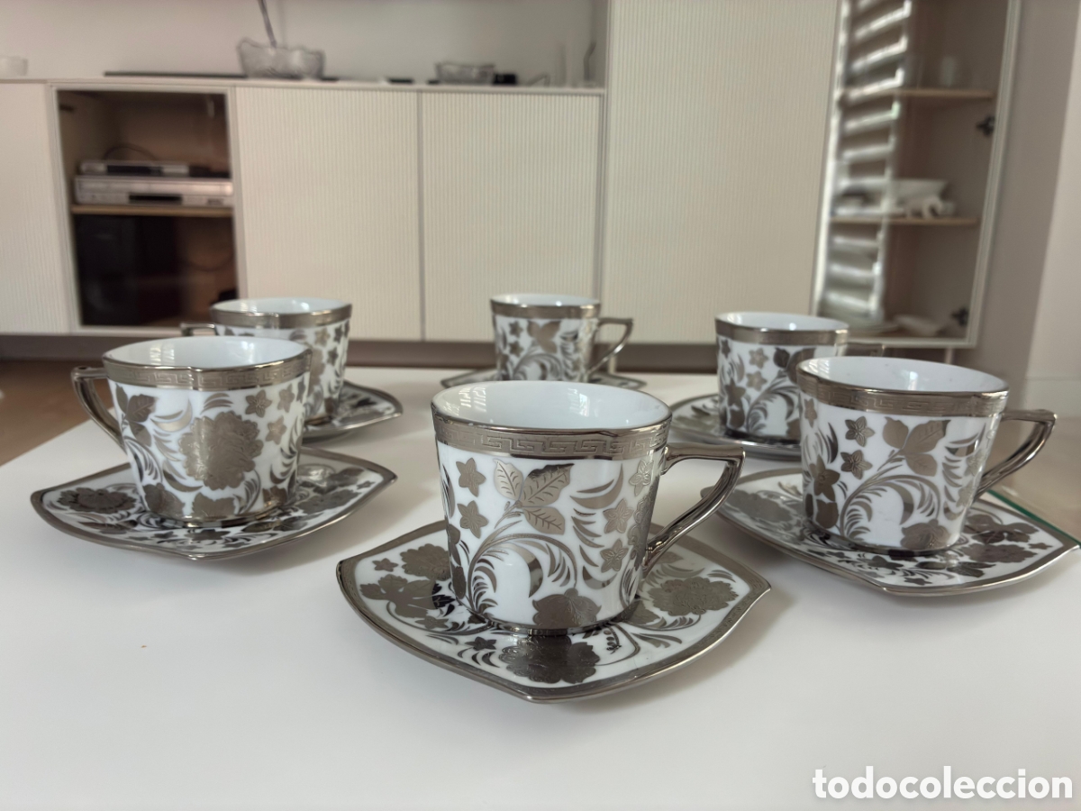 Antiguidades: Juego de t&eacute; color gris espejo