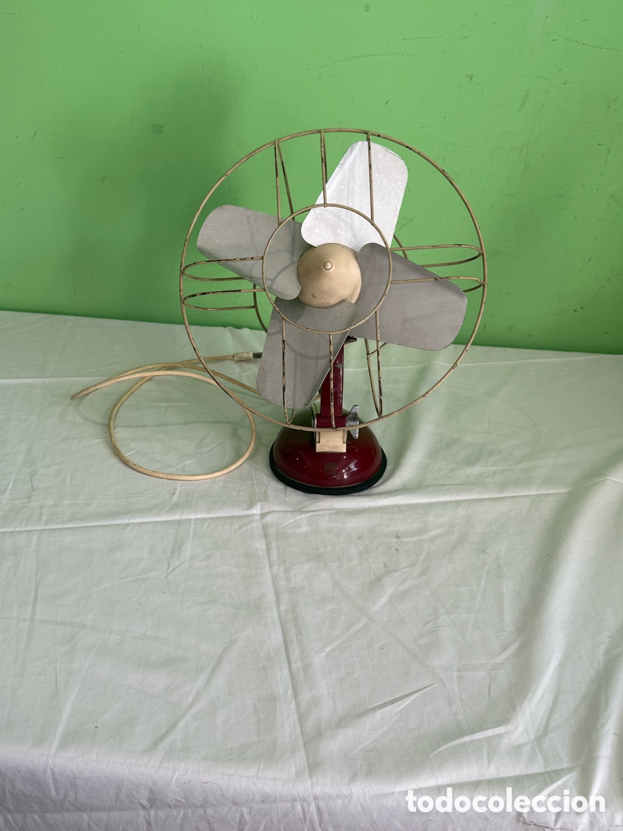 Antig&uuml;edades: Ventilador vintage Philips de sobremesa, a&ntilde;os 50-60, funciona perfectamente