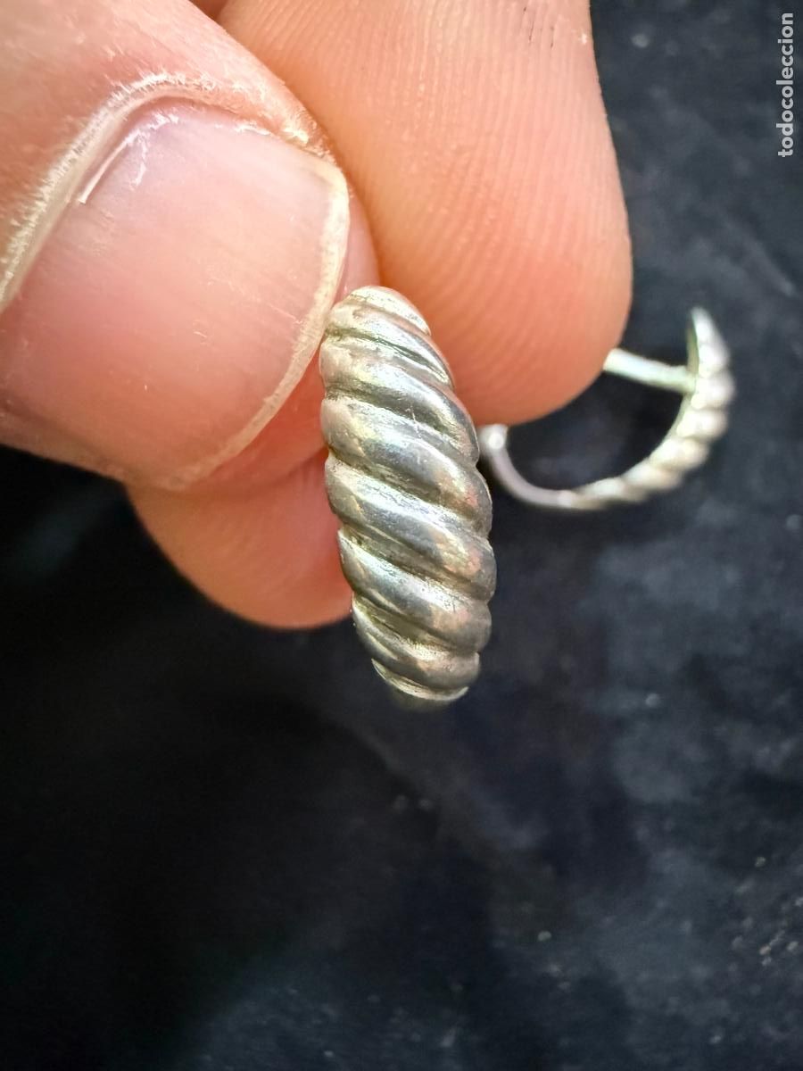 Antig&uuml;edades: ANTIGUA PAREJA DE PENDIENTES DE PLATA - MEDIDA 1,5 CM
