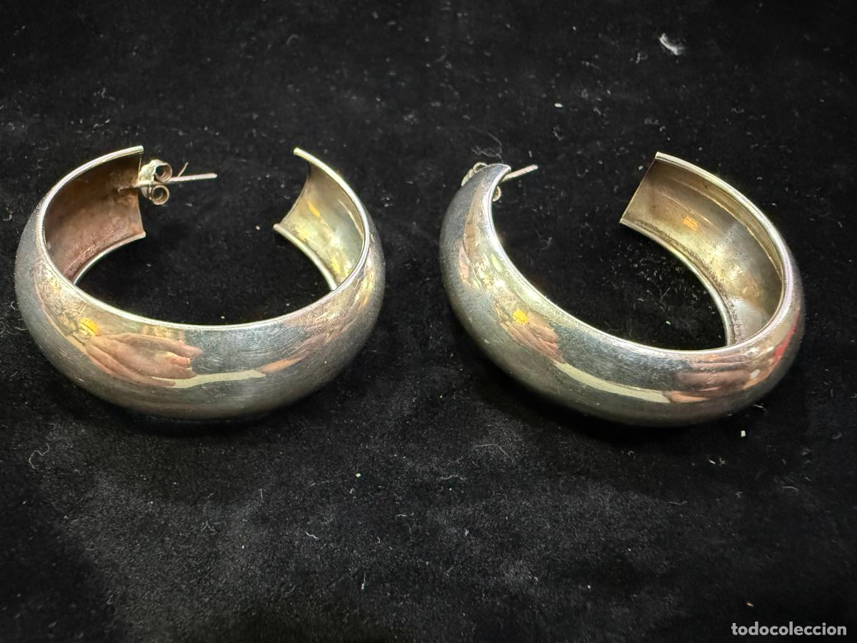 Antig&uuml;edades: ANTIGUA PAREJA DE PENDIENTES DE PLATA - MEDIDA 4X1,5 CM