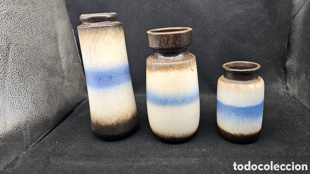Antig&uuml;edades: conjunto de jarrones de cer&aacute;mica vintage de Alemania Occidental