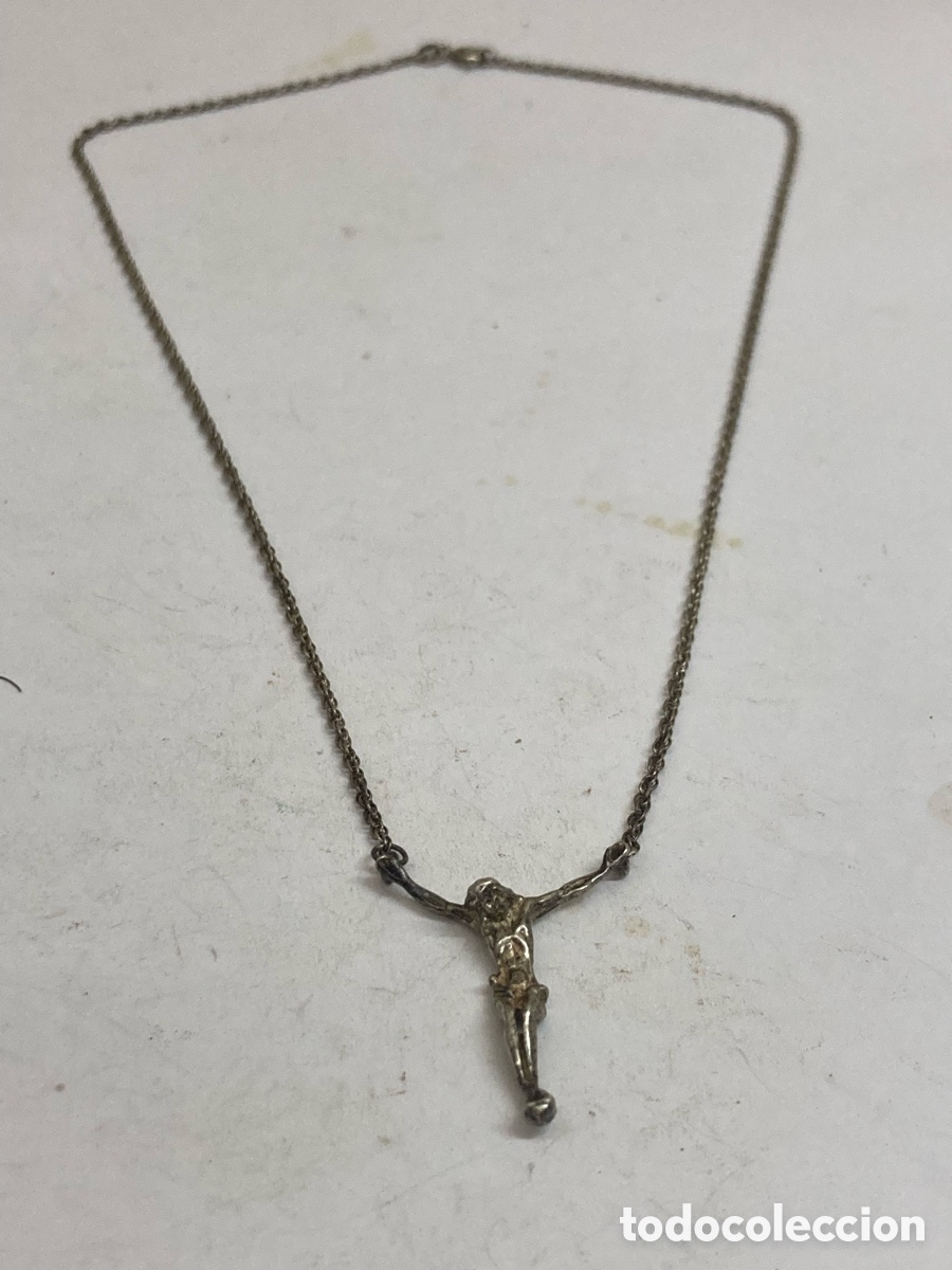 Antig&uuml;edades: Collar de plata Cruz religiosa CC495