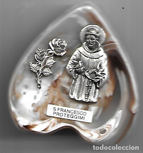 Antig&uuml;edades: preciosa piedra forma de corazon con imagen de san S. FRANCESCO PROTEDDGIMI