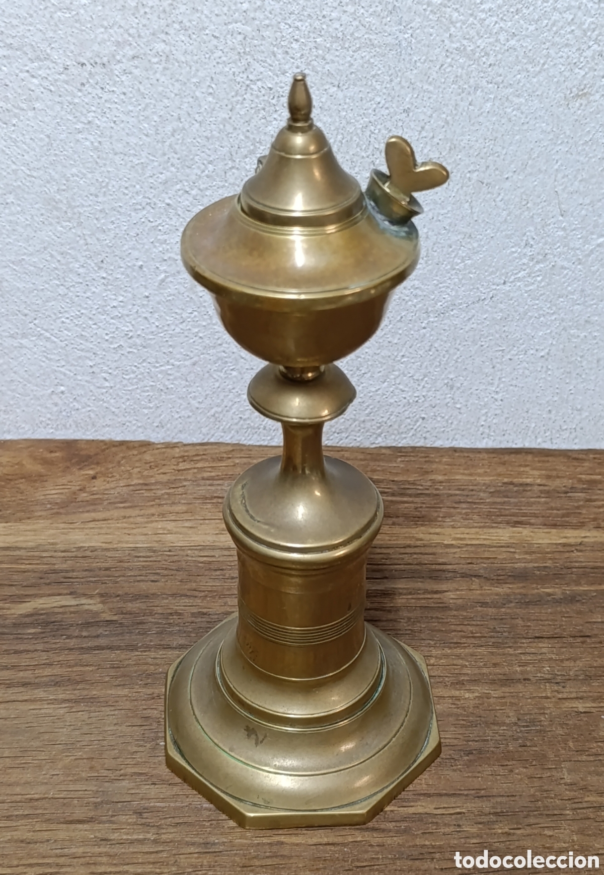 Antig&uuml;edades: ANTIGUA L&Aacute;MPARA DE ACEITE O CANDIL DE BRONCE DE FINALES DEL SIGLO XIX