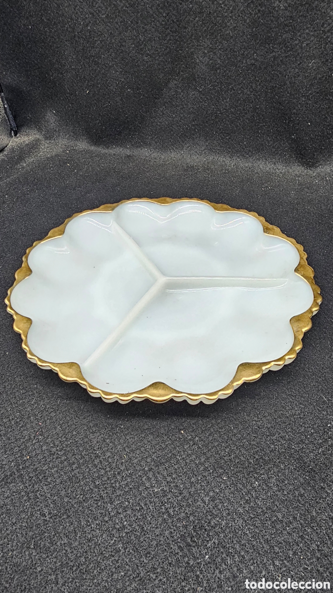 Antig&uuml;edades: Antiguo plato para aperitivo de cristal de opalina