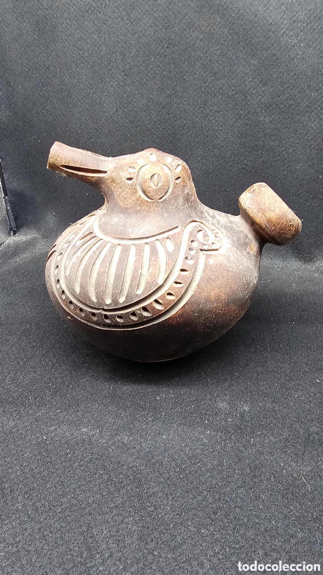 Antig&uuml;edades: Botijo / porron de terracota en forma de ave