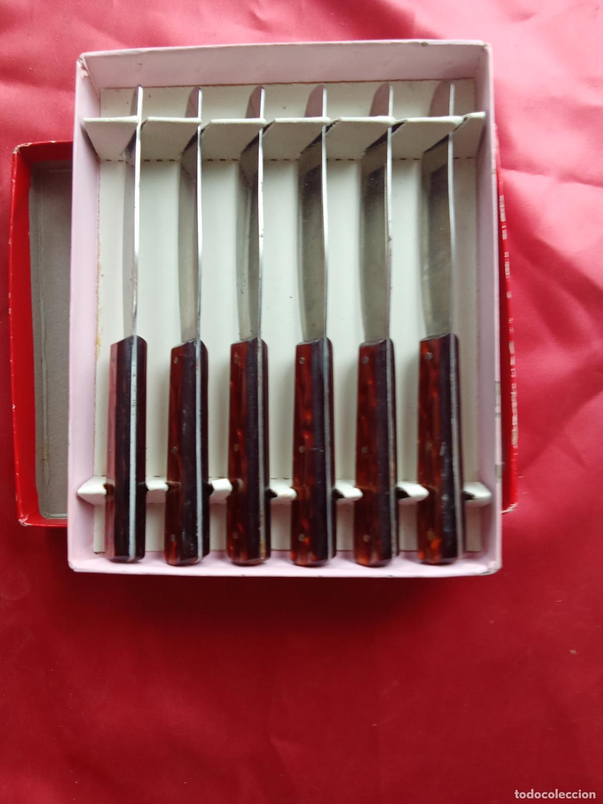 Antig&uuml;edades: Juego 6 cuchillos postre Navarro Albacete, vintage a&ntilde;os 60 Rinconera