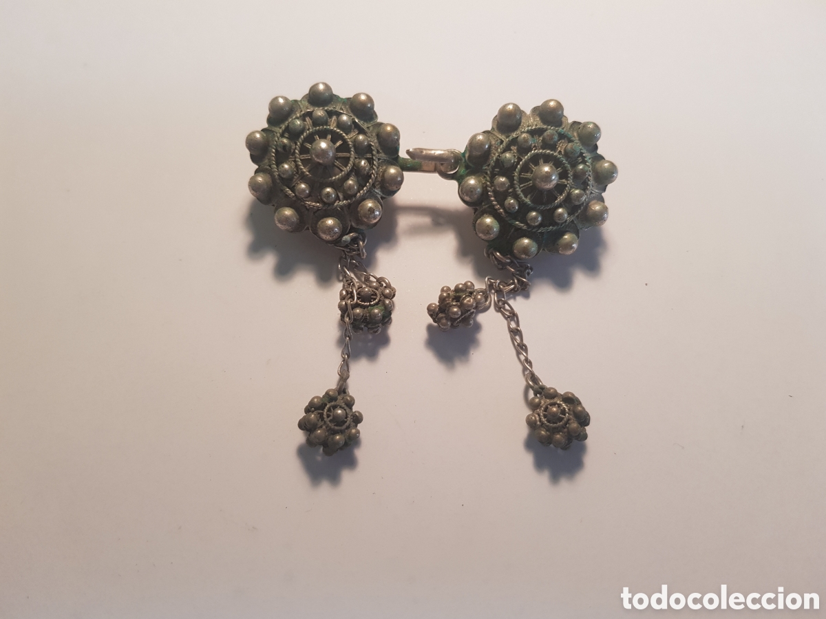 Antig&uuml;edades: #1284 Gemelos bot&oacute;n charro plata de ley 925