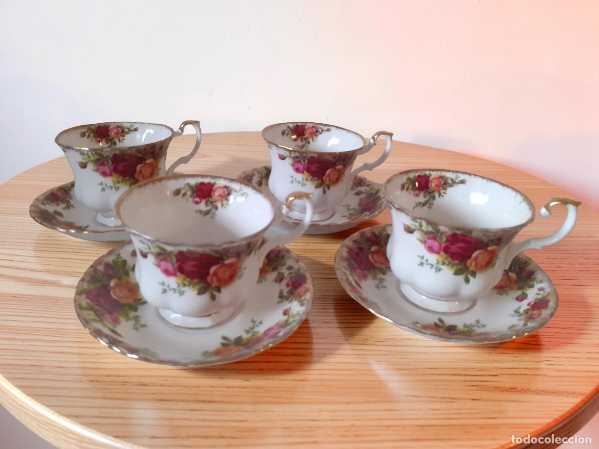 Antig&uuml;edades: 4 tazas/platillos Royal Albert Old Country Roses