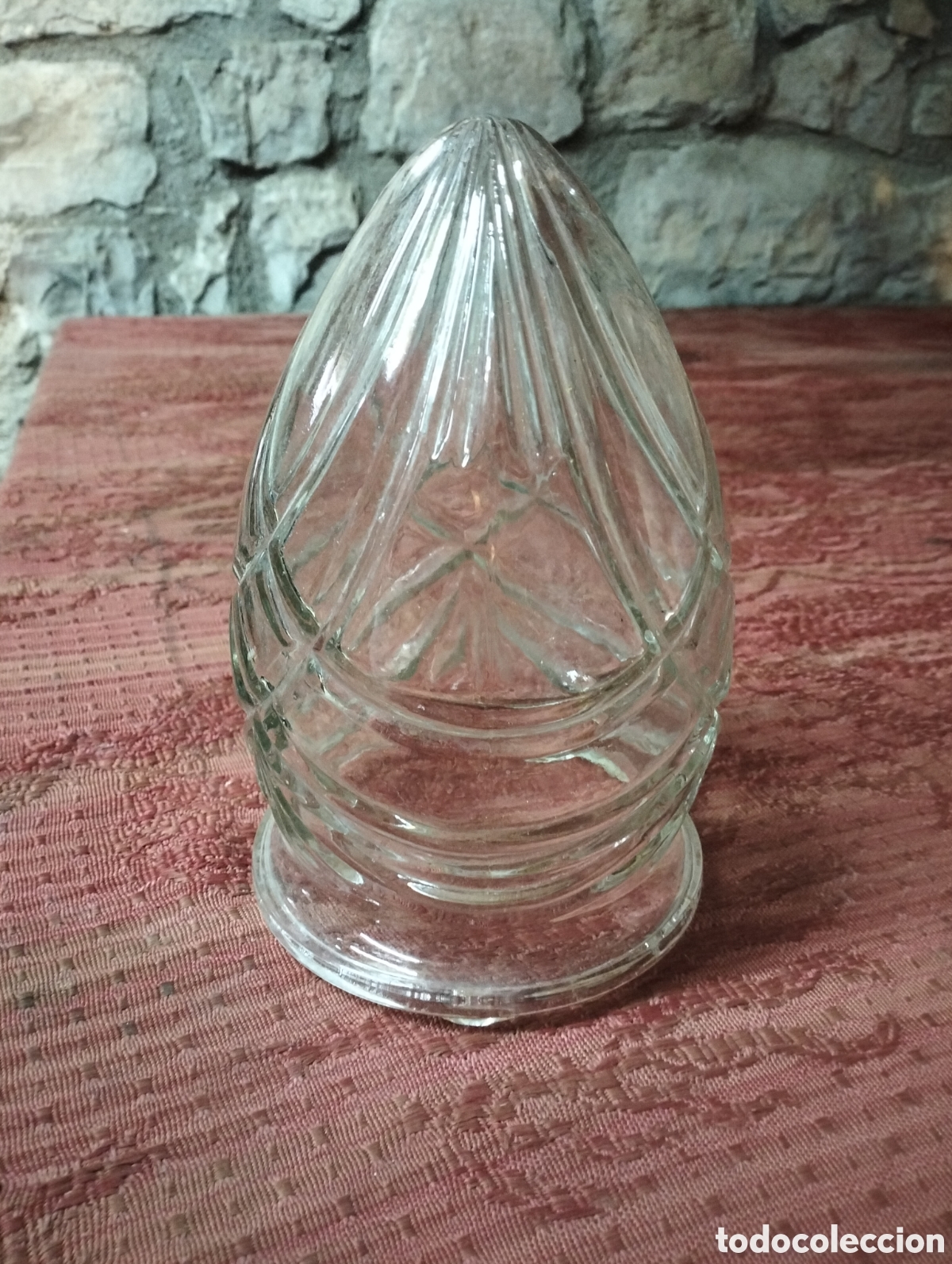 Antiguidades: Antigua tulipa / l&aacute;mpara de cristal tallado con soporte a&ntilde;os 30-40