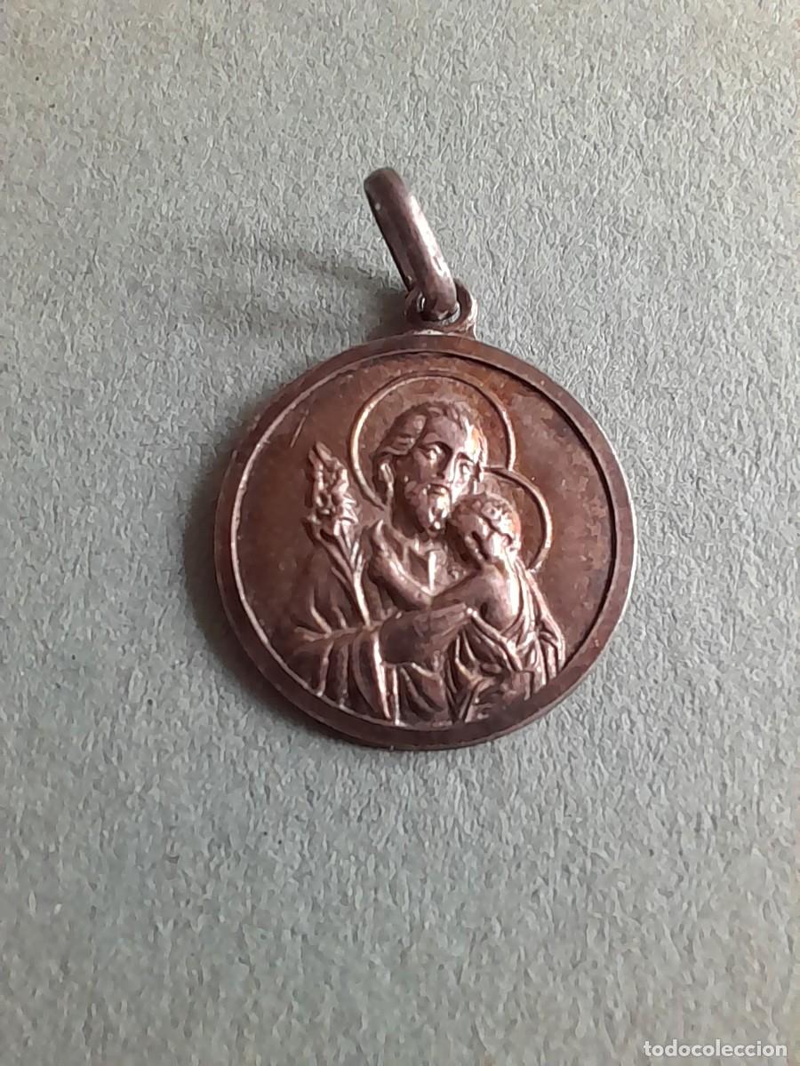 Antig&uuml;edades: medalla religiosa san jose, plata contrastada, 1,8cm aprox