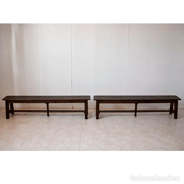 Antiquit&eacute;s: Pareja de bancos rusticos de madera