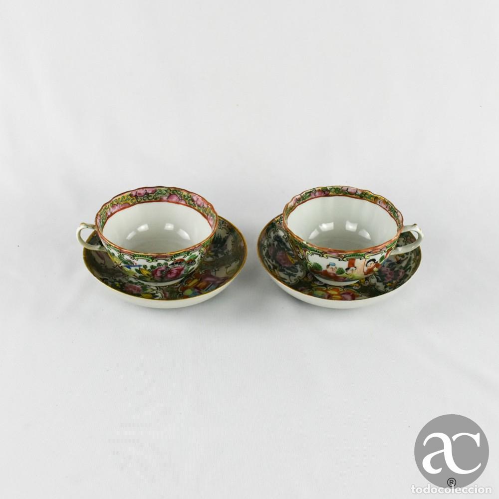 Antig&uuml;edades: Par de ch&aacute;venas de ch&aacute; em porcelana da China, decora&ccedil;&atilde;o Mandarim, per&iacute;odo Guangxu, s&eacute;c. XIX