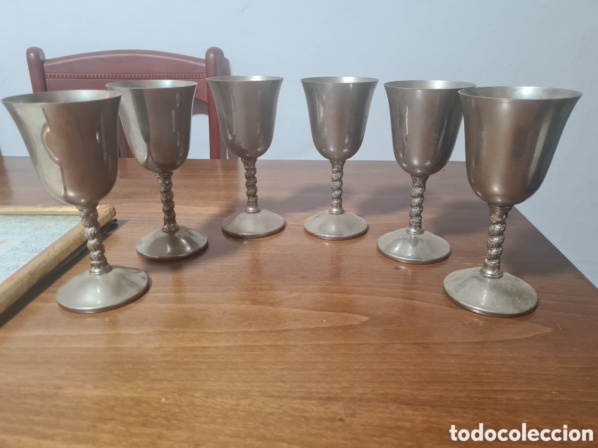Antig&uuml;edades: Lote 6 copas vintage plateadas en plata VISIUC S.A. E.P. Spain