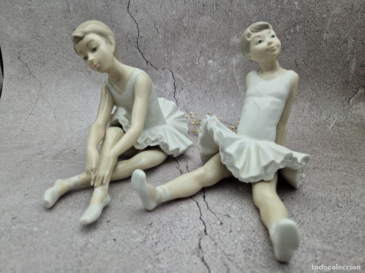Antiguidades: Figurita de porcelana de una bailarina de NAO BY LLADRO, vintage de Espa&ntilde;a. Lote de dos piezas