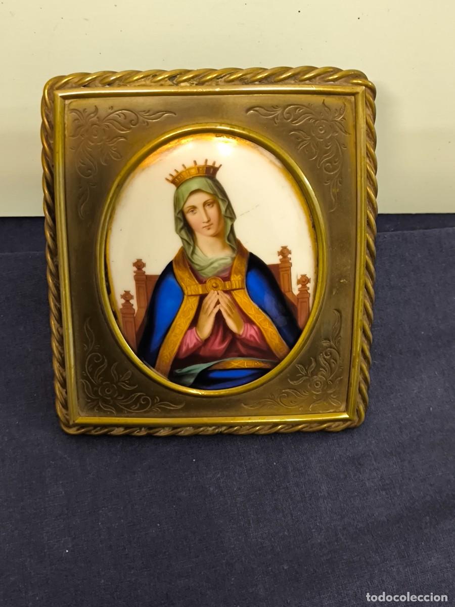 Antig&uuml;edades: MARCO RELIGIOSO CON PLACA DE PORCELANA FINALES DEL SIGLO XIX