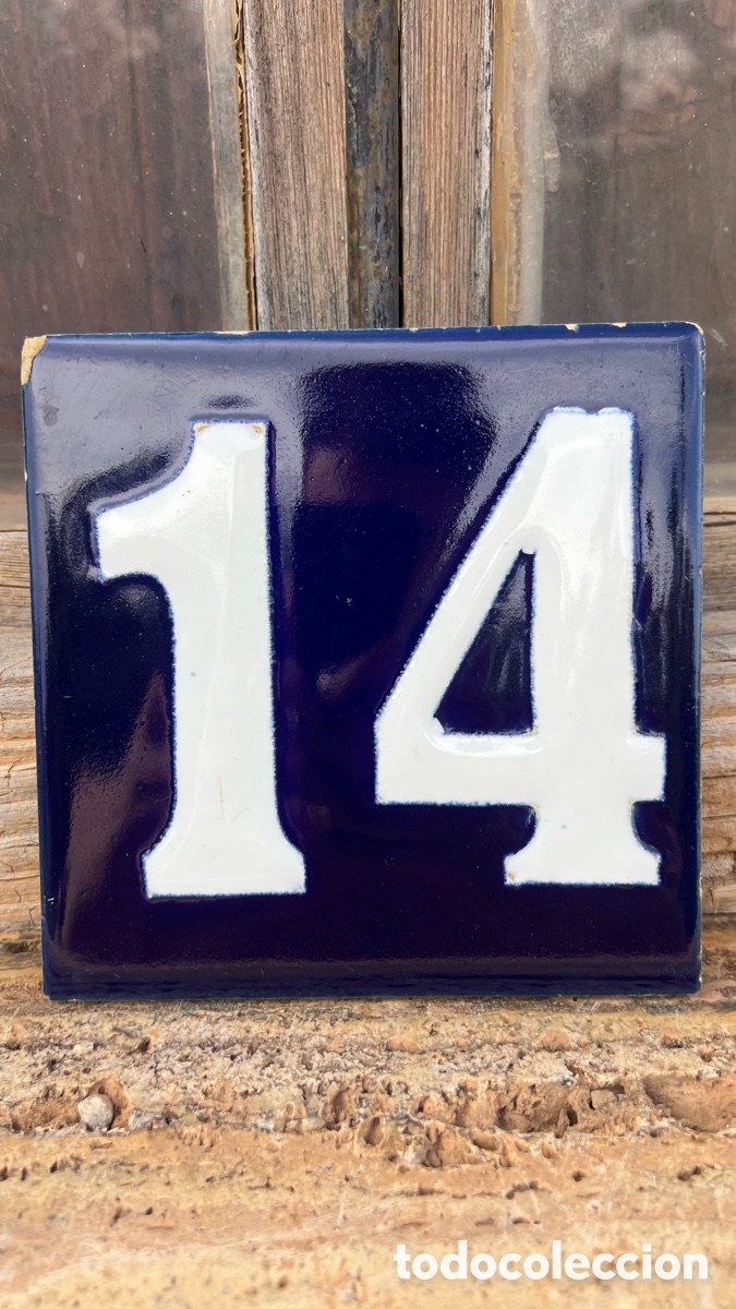 Antig&uuml;edades: ANTIGUO AZULEJO ESMALTADO NUMERO 14